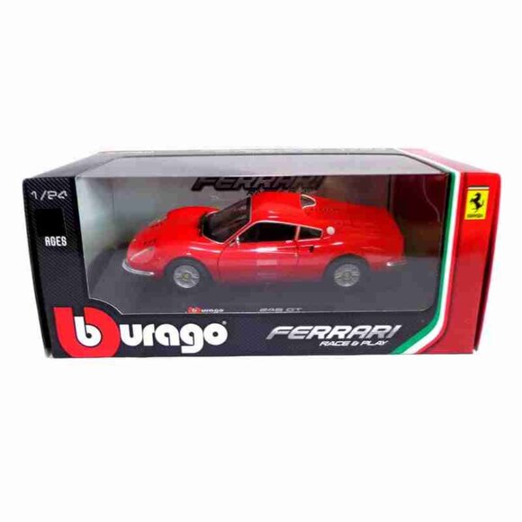 Burago Red Ferrari Dino 246  GT 1/24 Alloy Car Diecast Model With Box Brand New - Picture 3 of 16